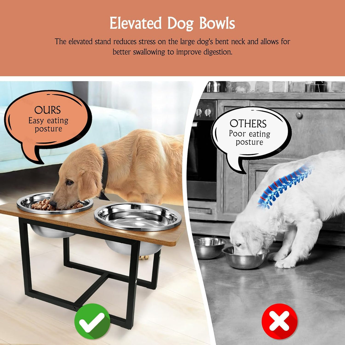 Spacnom Elevated Dog Bowls for Large Dogs