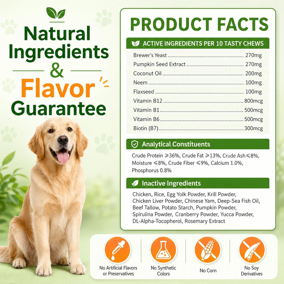Flea and Tick Prevention for Dogs Chewables with Multivitamins, 500ct