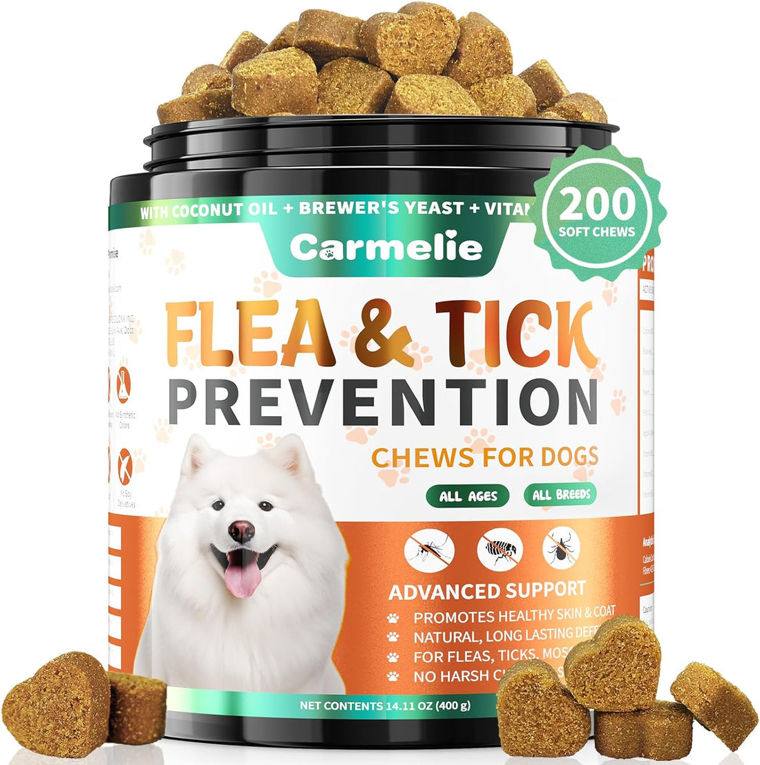 Carmelie Flea and Tick Prevention for Dogs Chewables 200 Ct