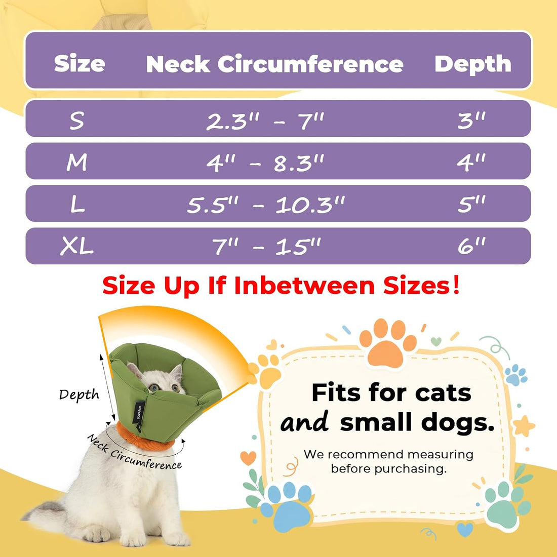 Cat Cone Collar Soft - Adjustable Recovery Collar for Cats & Small