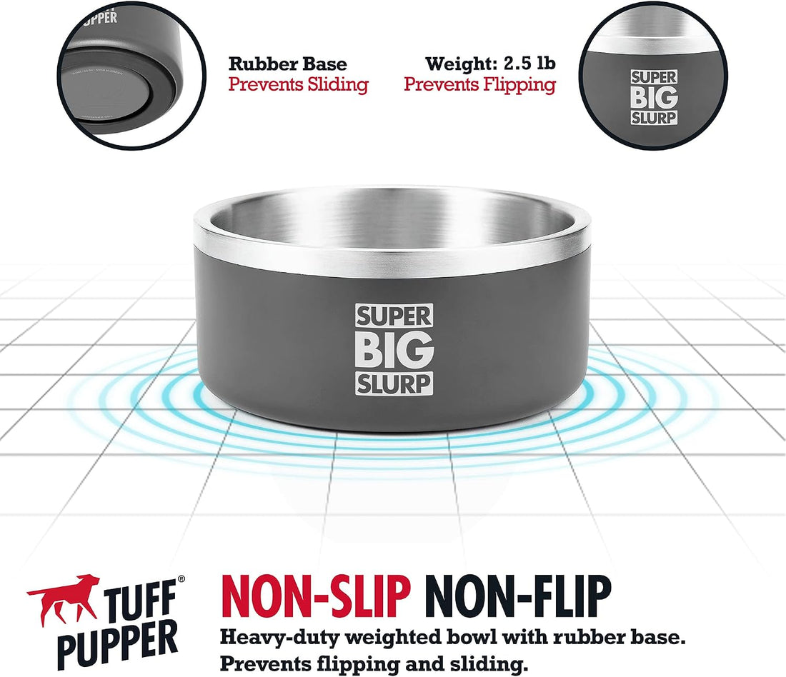 Tuff Pupper 100 oz Heavy Duty Insulated Stainless Steel Dog Bowl