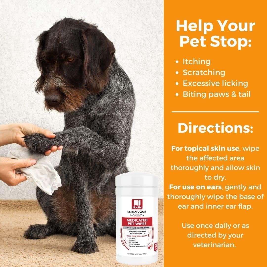 Nootie Medicated Dog Wipes, 2% Chlorhexidine and 2% Miconazole