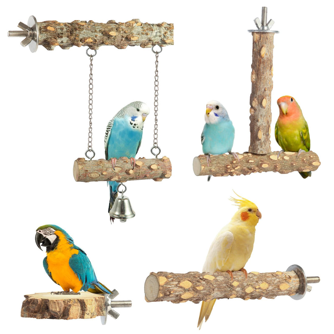 Bird Perches,4pcs Natural Wood Birds Stand Branch