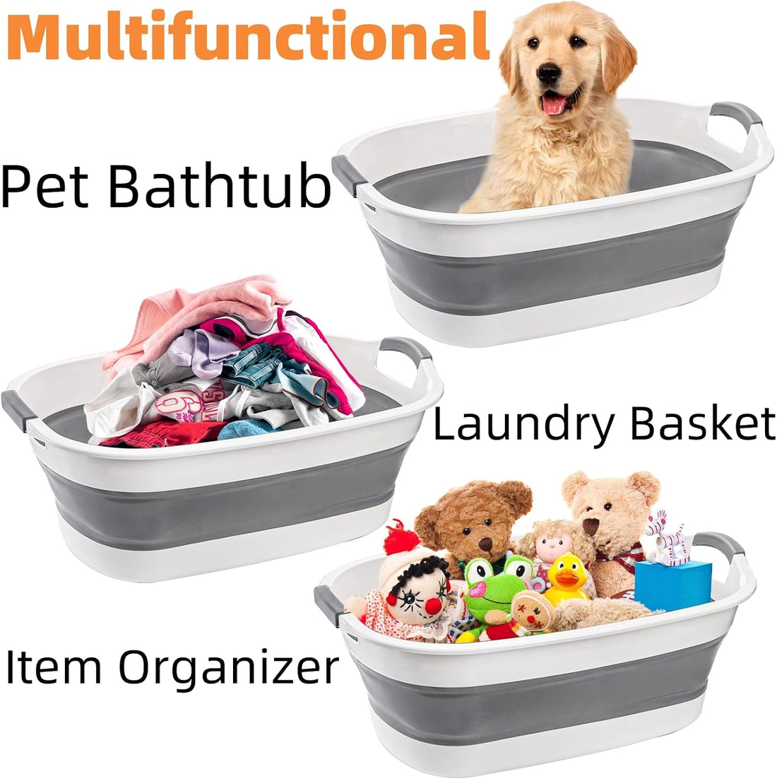 Coloch Collapsible Pet Bathtub with Water Drain Plug