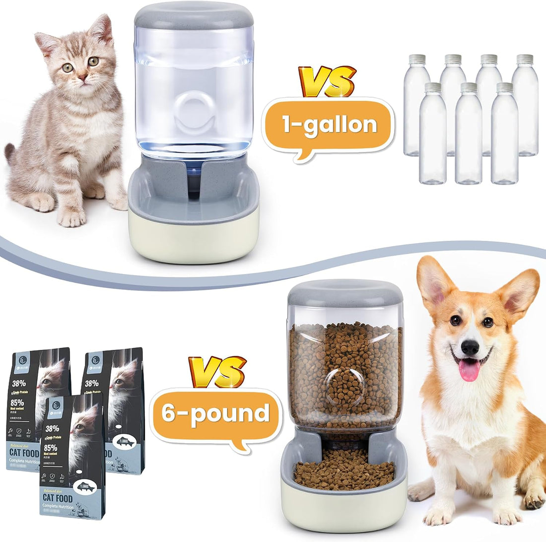 2 Pack Automatic Cat Feeder and Water Dispenser Pet Dog Gravity Feed