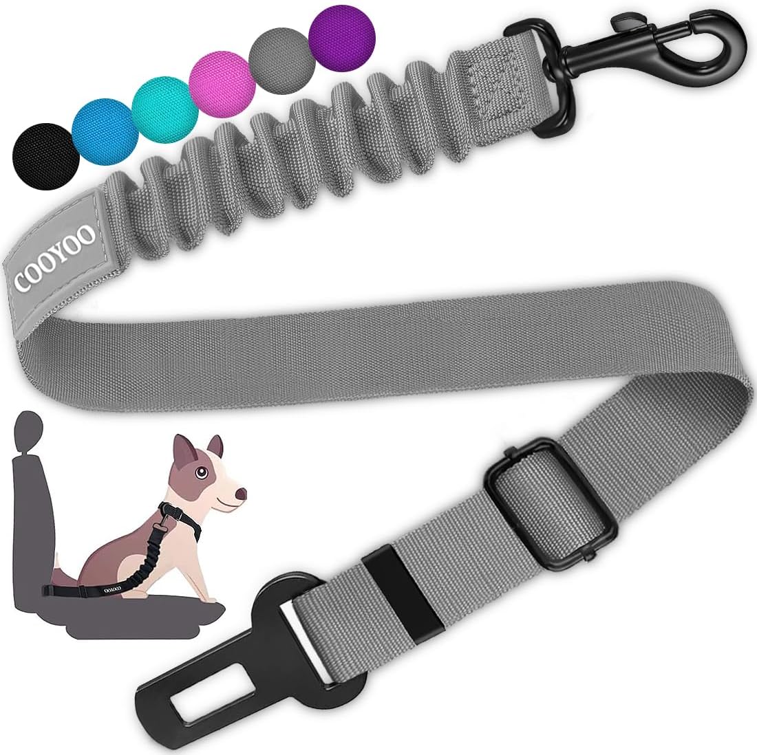 COOYOO Dog Seat Belt,3 Piece Set Retractable Dog Car Harness