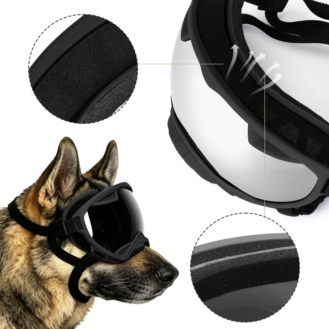 UV Protection Windproof Dog Goggles for Medium Large Dogs
