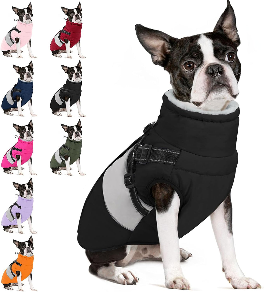 SUNFURA Small Dog Coat with Harness Built in