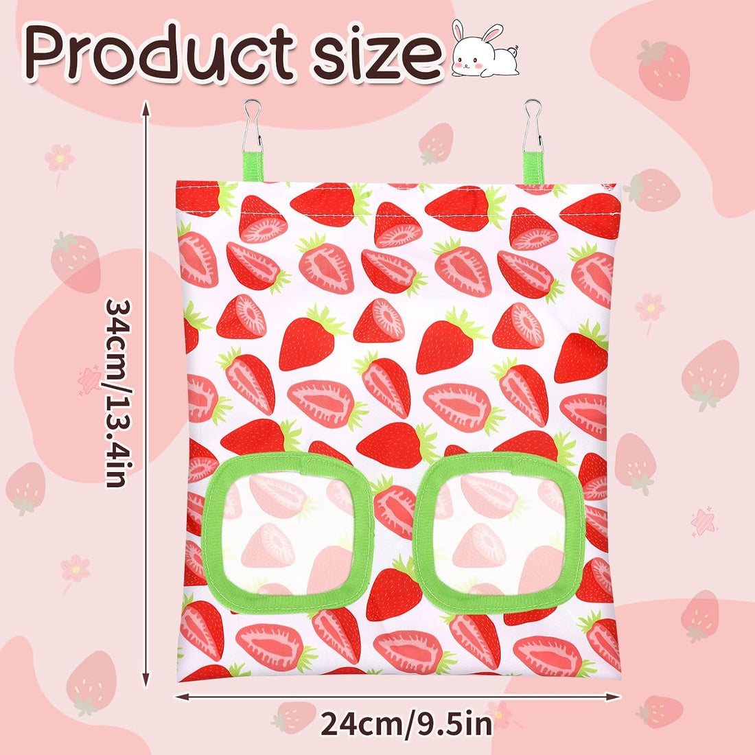 UPINS 3Pack Guinea Pig Hay Feeder Bag,Bunny Rabbit Cage Bag Hanging