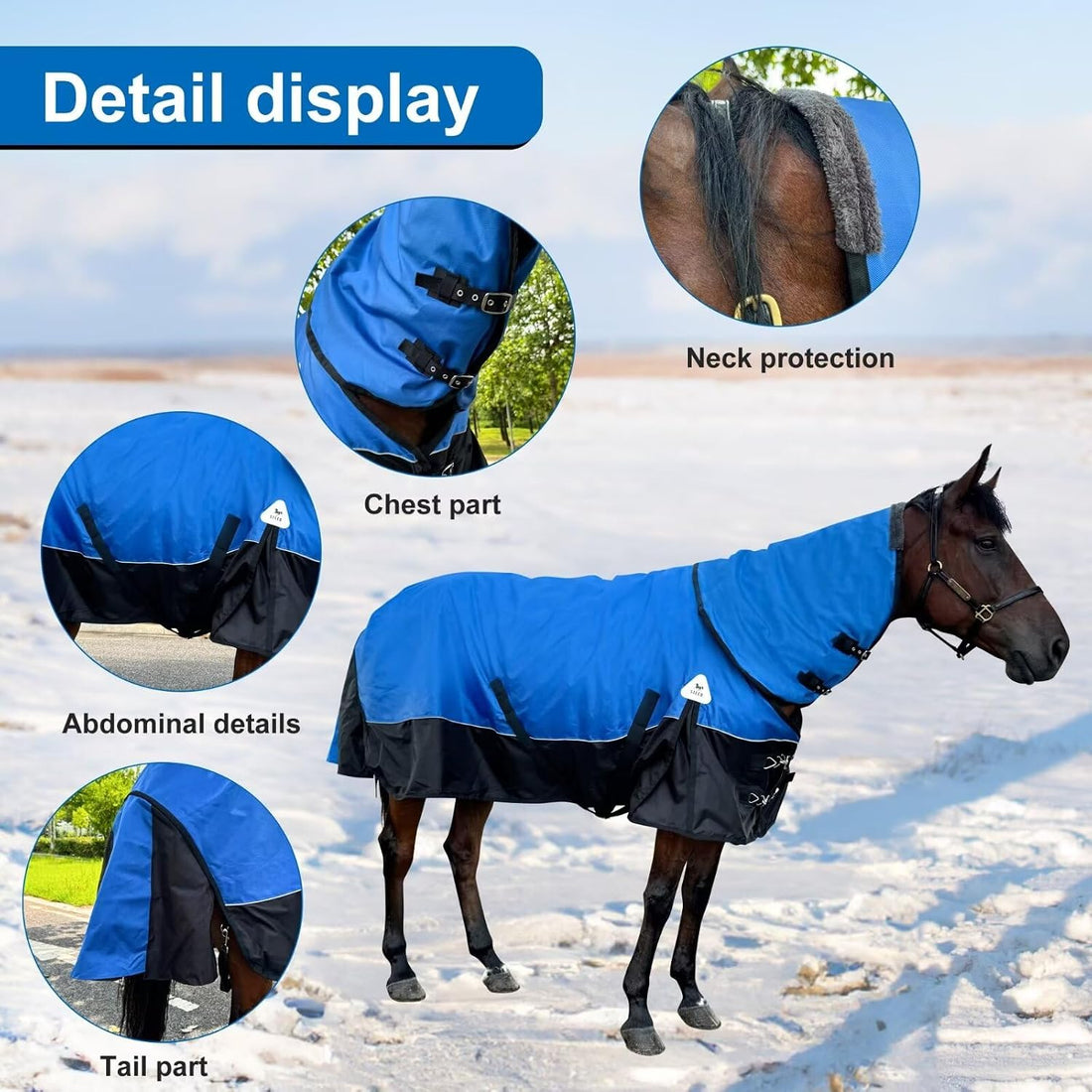 Turnout Blanket for Horses, Waterproof Thickened Horse Sheet