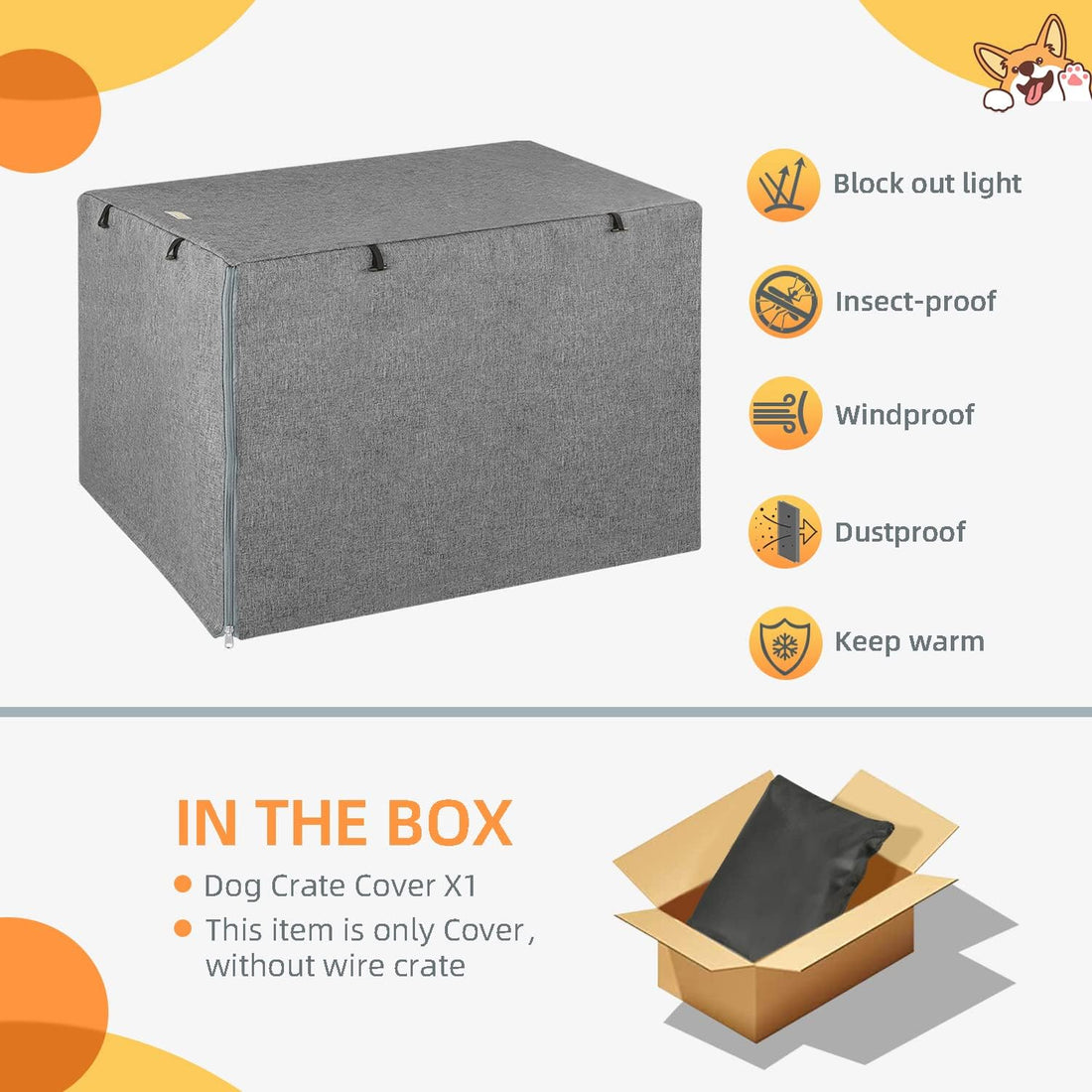 Seiyierr Dog Crate Cover - Kennel Covers Fit for 24 Inch Dogs Crate