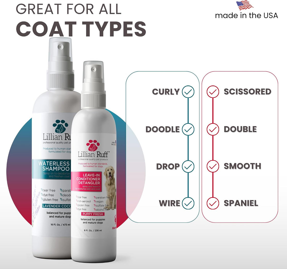 Lillian Ruff Waterless No-Rinse Dog Dry Shampoo Spray & Leave-in Dog