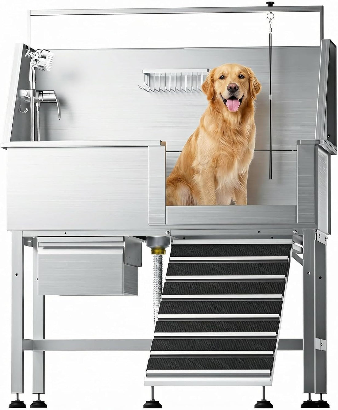 46" Dog Wash Station, 304 Stainless Steel, Side Ramp