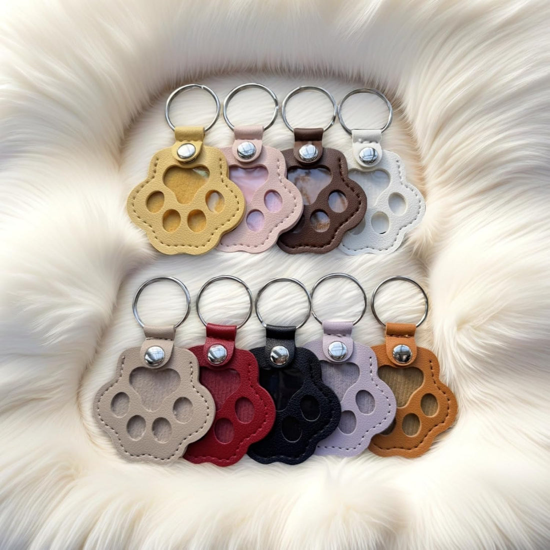 3 Pcs Paw Print Pet Hair & Keepsake Memorial Keychain