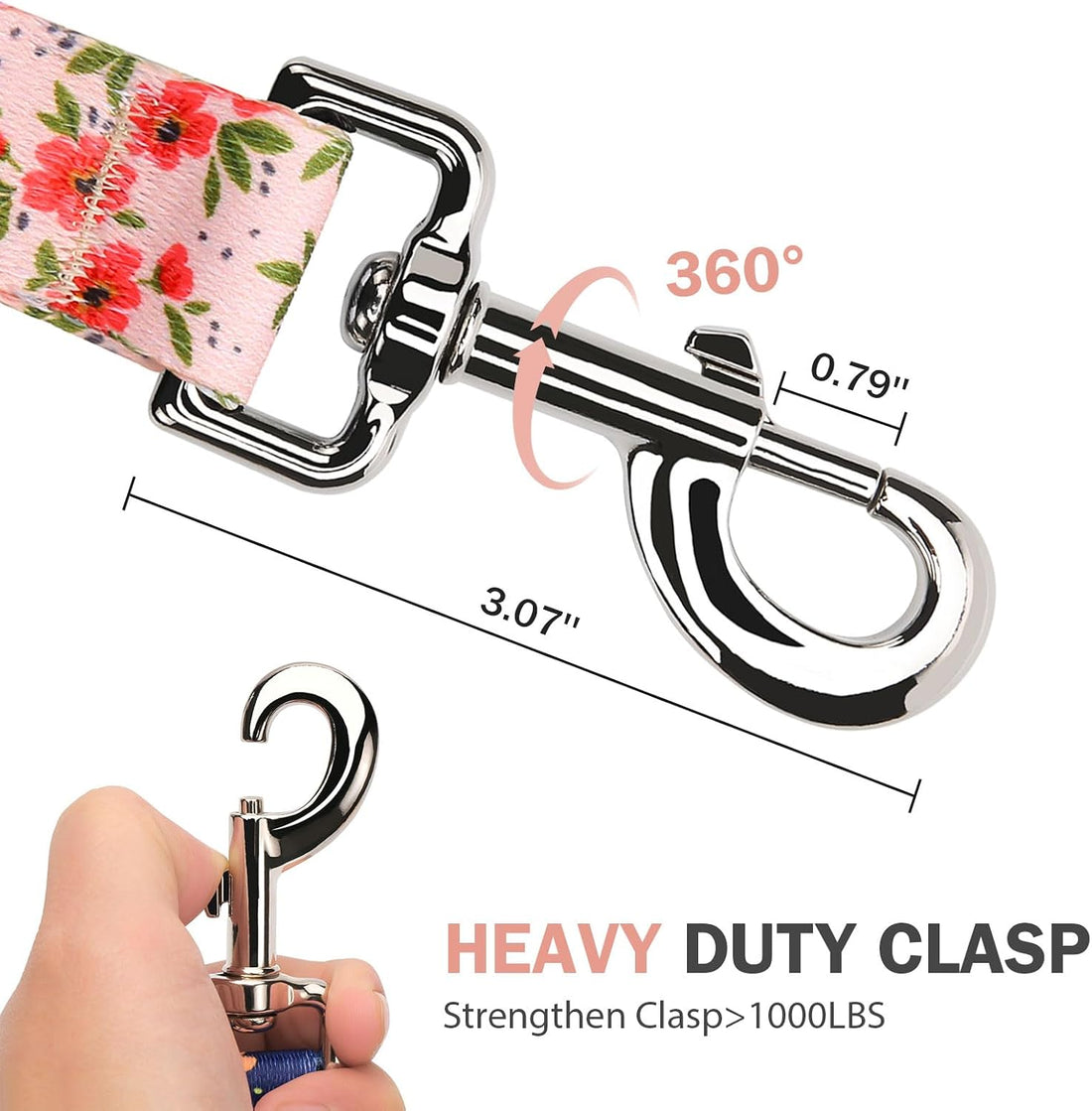 Hikiko 6FT Dog Leash Padded Double Handle with Designed Pattern