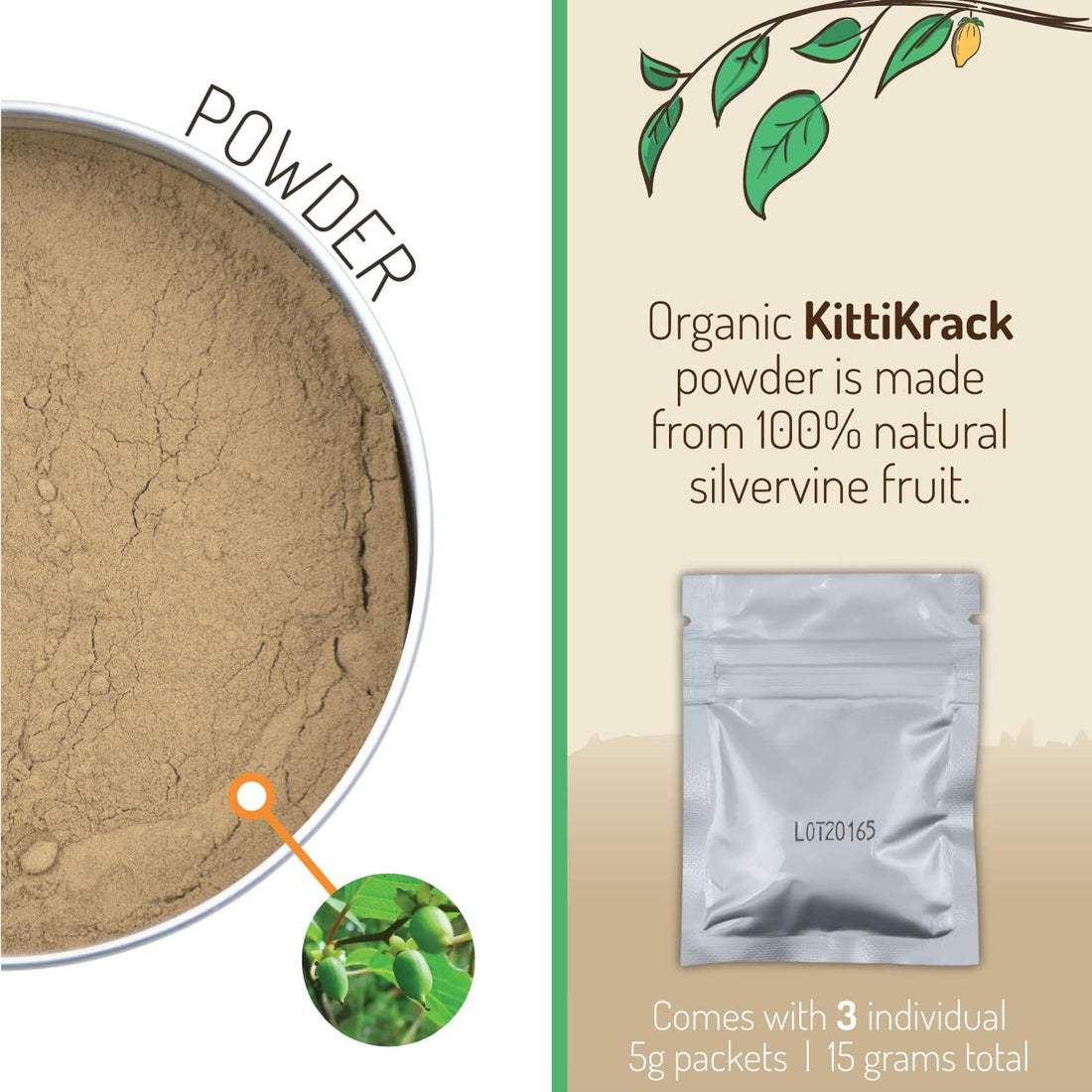 KittiKrack Organic Silvervine Catnip Powder Substitute for Cats