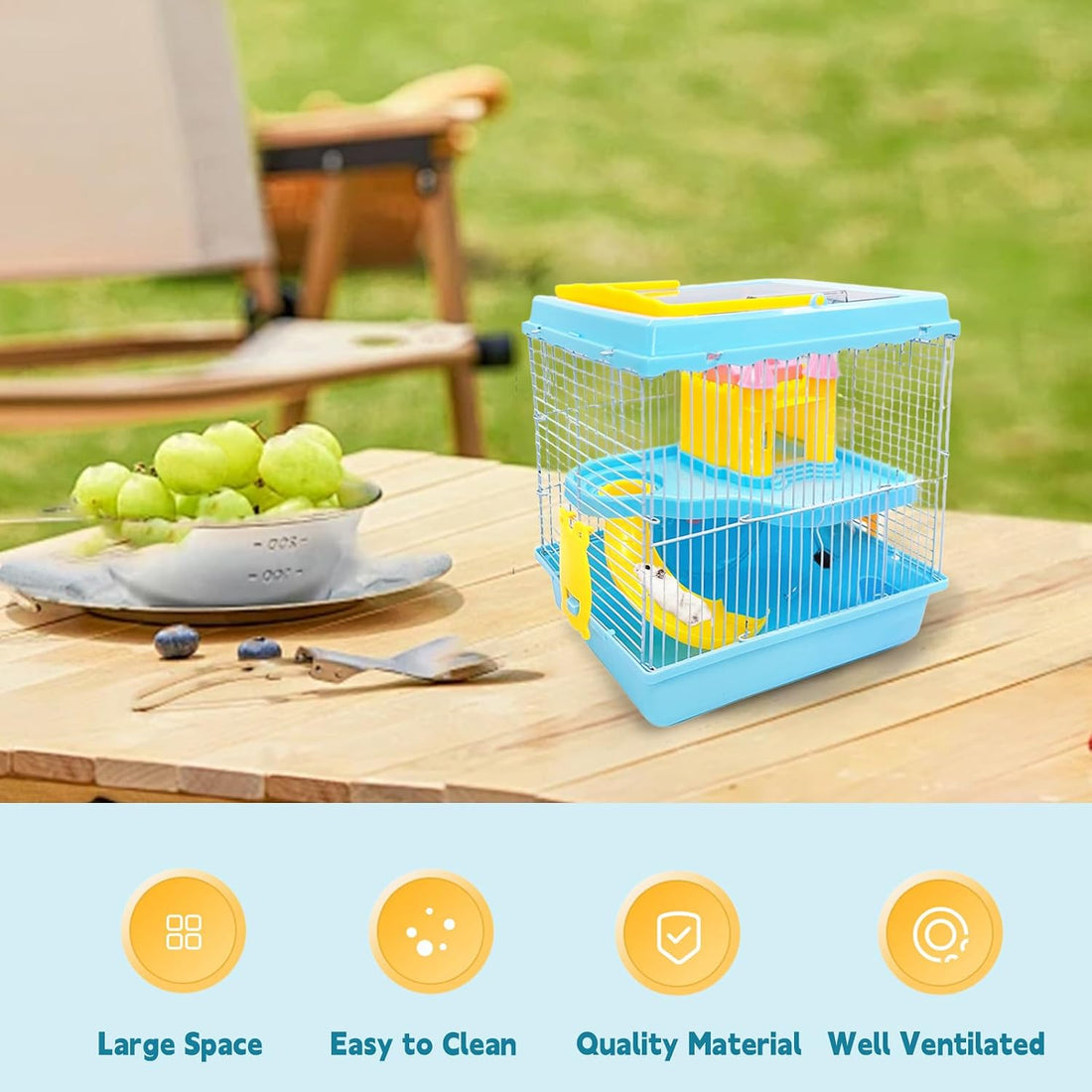 Tfwadmx 2-Tier Portable Dwarf Small Hamster Carrier Travel Cage