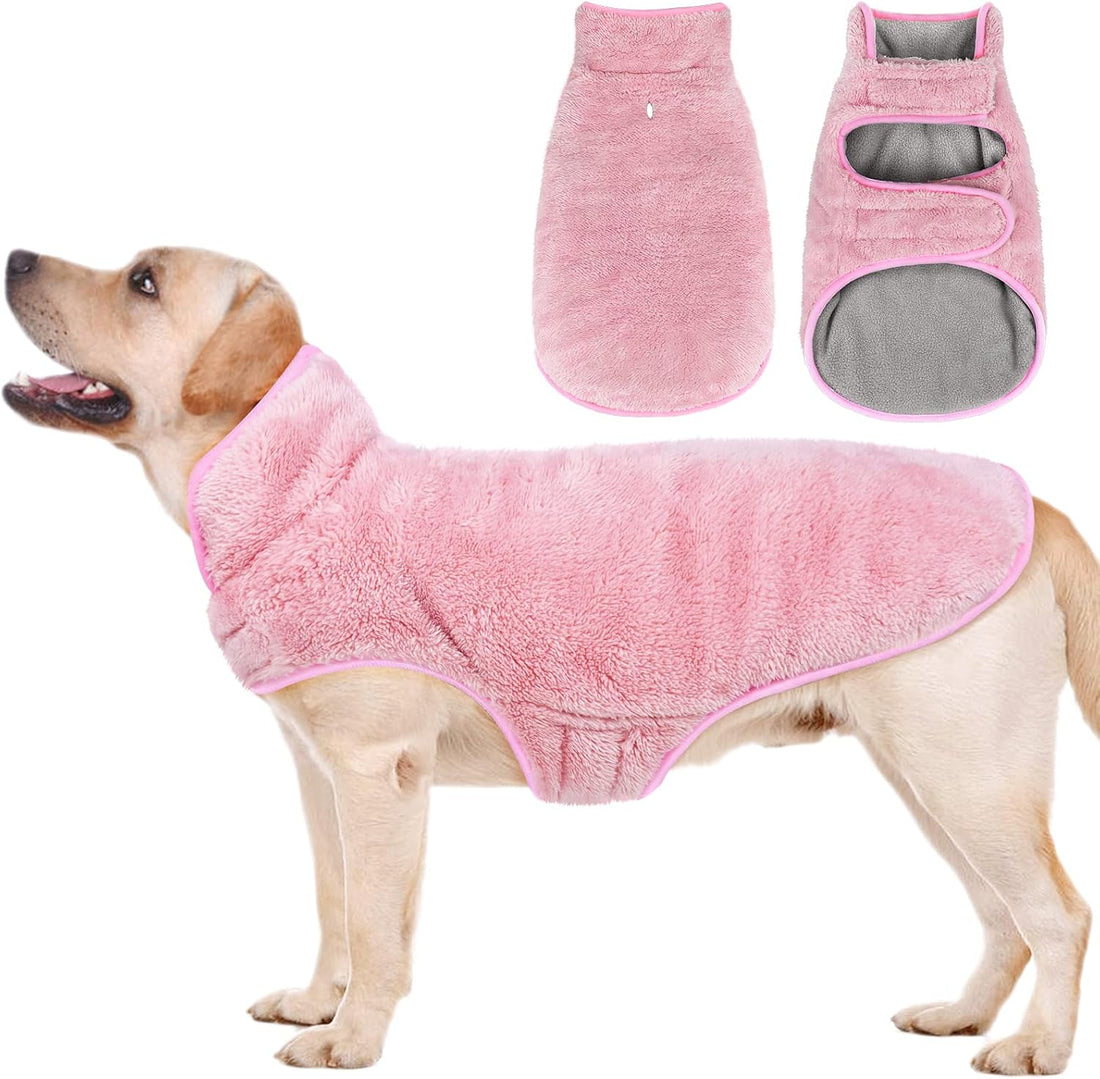 Malier Dog Winter Coat, Reversible Fleece, Small, Pink - Windproof