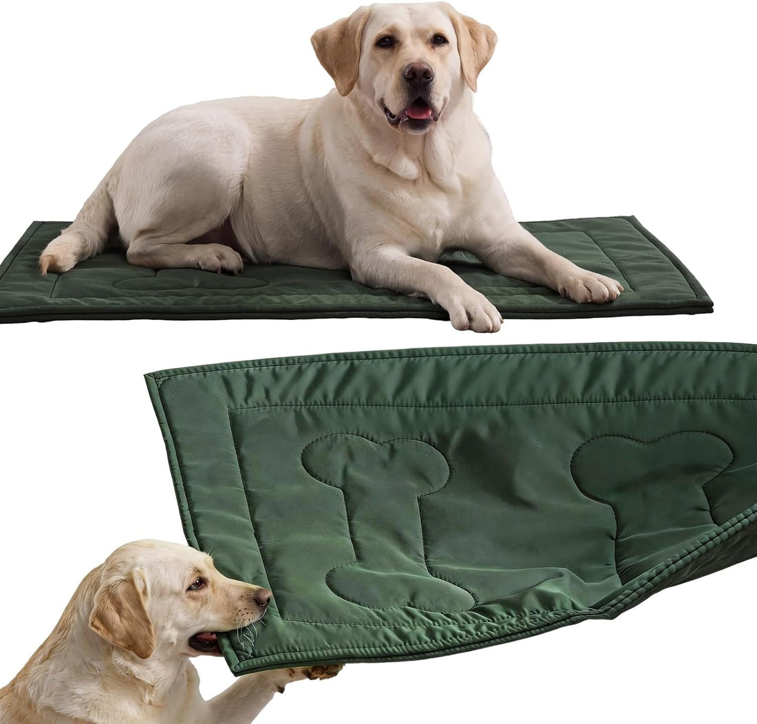 Chew Proof Indestructible Dog Crate Pad,Medium (22"x35"),Green
