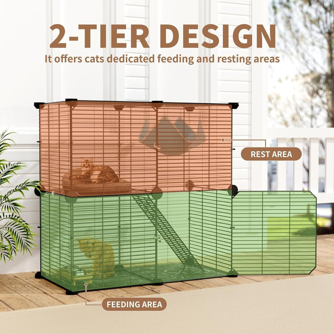 STILLCOVE Small Cat Cage Indoor, with Hammock & Non-Slip Pads