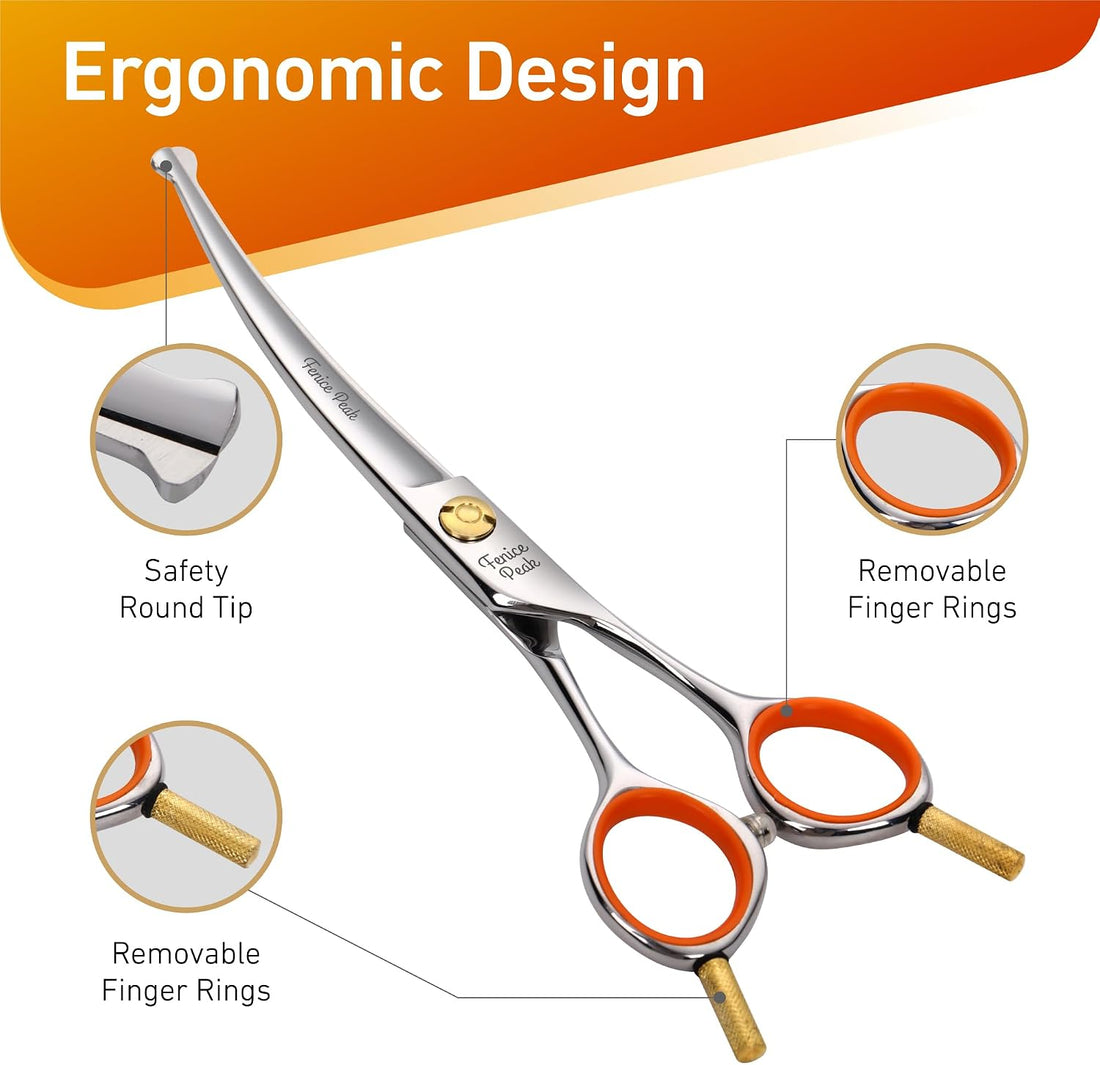 Fenice Peak 5'' Small Curved Scissors Lightweight Dog Cat Grooming