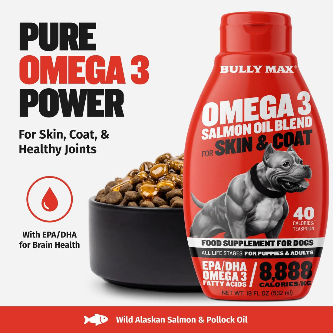 Bully Max Omega-3 Salmon Oil for Dogs + 2-in-1 Muscle Gain Power Tabs