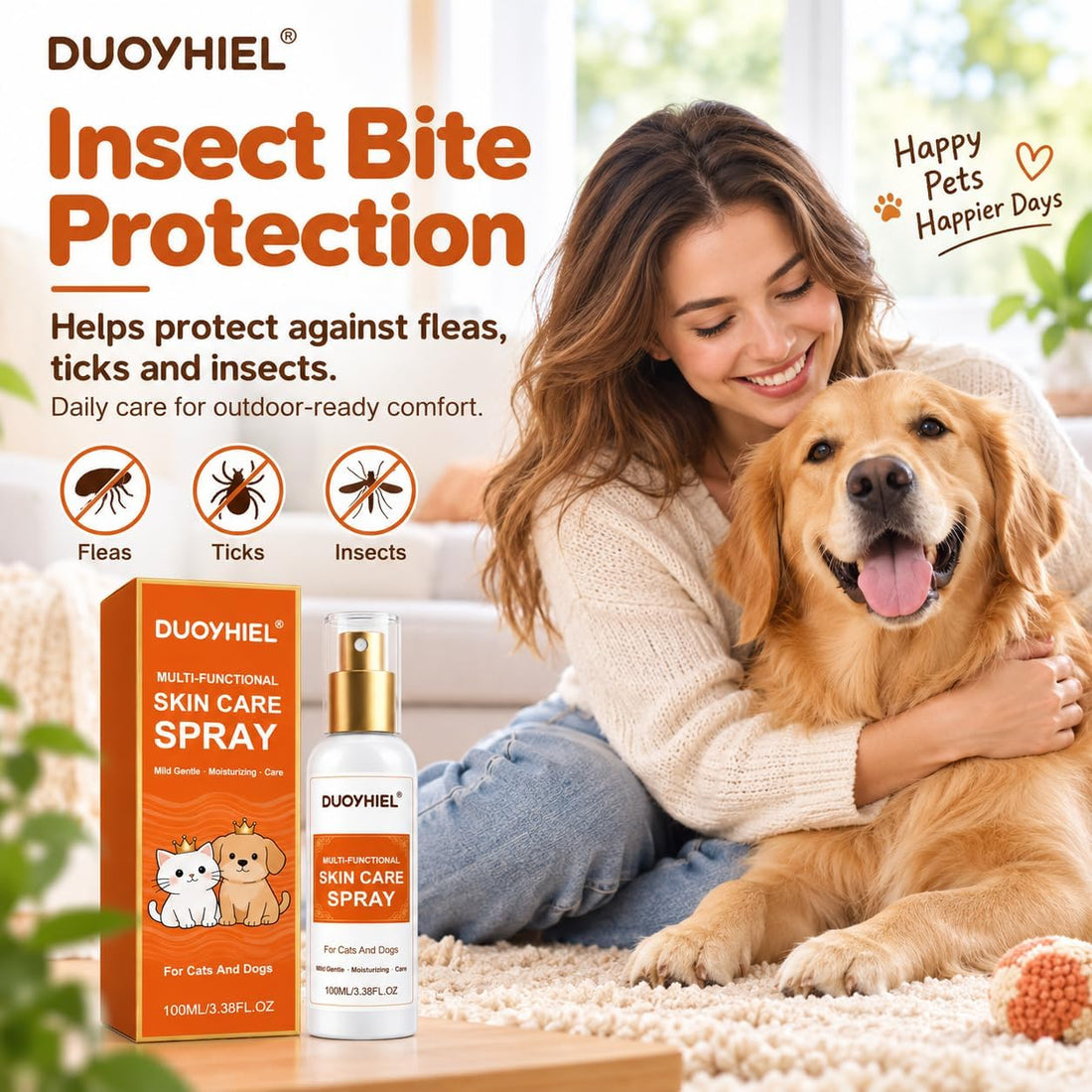 Skin Care Spray for Pets, Rinse-Free for Soothing Itching, Discomfort