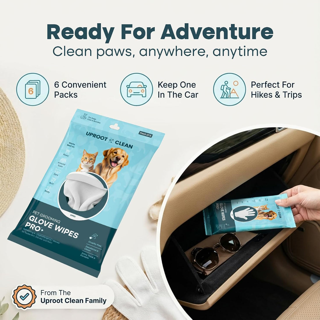 Uproot Clean Pet Grooming Gloves: Deodorizing & Grooming