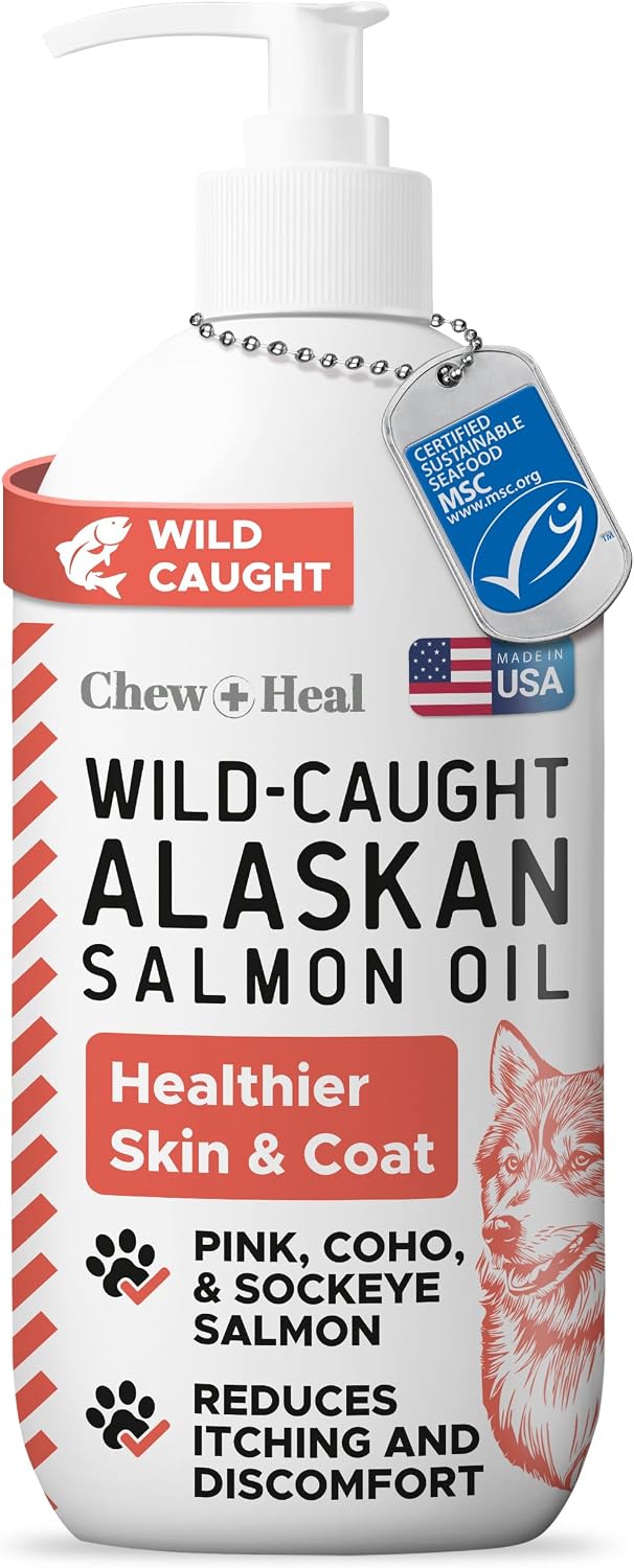 Wild Alaskan Salmon Oil for Dogs & Cats 16 oz - Omega 3 Dog Fish Oil