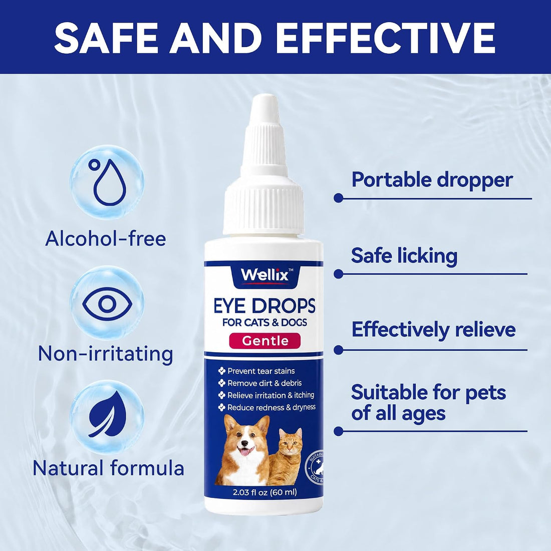 Wellix PET Dog Eye Drops, Eye Drops for Dogs&Cats