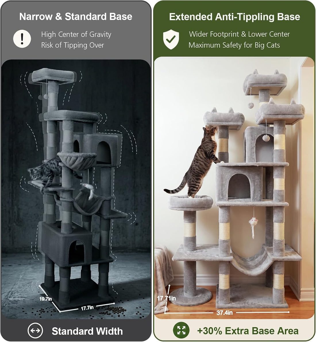 Cat Tower, 71 Inch Heavy Duty Cat Tree for Large Cats