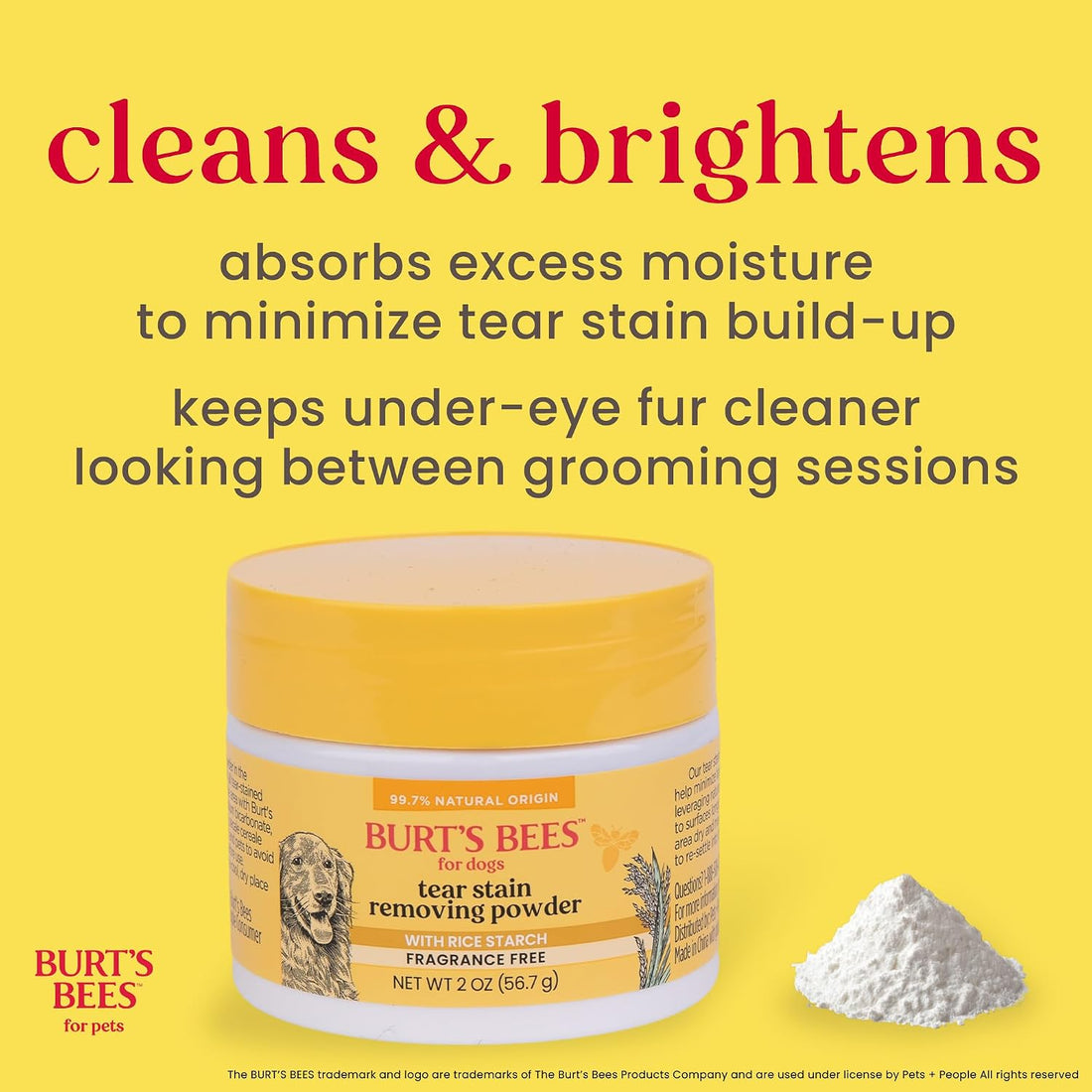 Burt's Bees for Pets Dog Tear Stain Removing Powder, 4 Oz