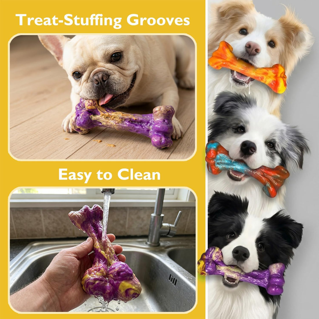 3-Pack Dog Chew Toys for Aggressive Chewers, Medium Large Breed