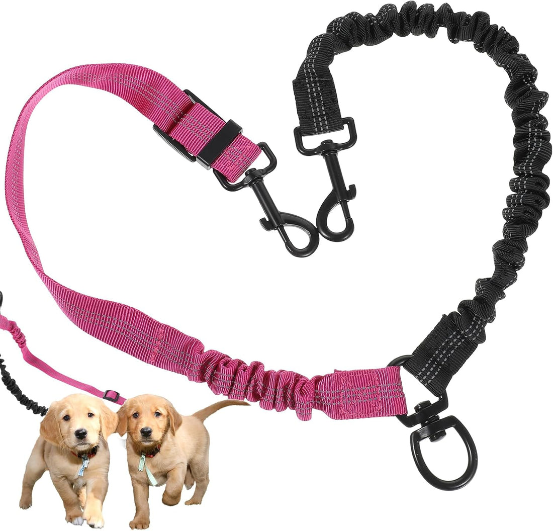 Double Dog Leash, 360° Swivel No Tangle Dual Lead for Two Size Dog