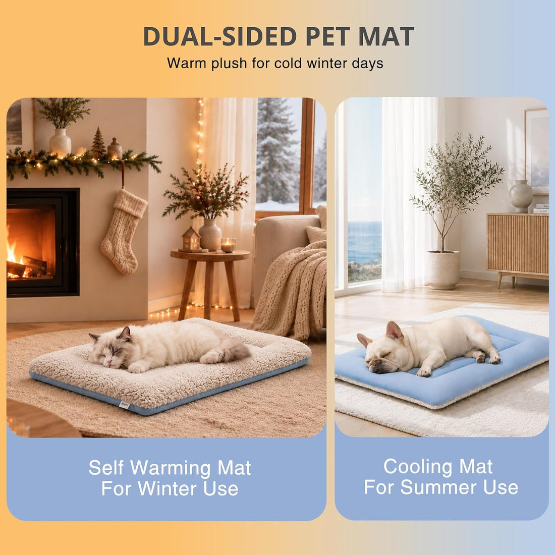 Dog Crate Pad 35" x 24" Self Warming Pet Bed for Medium Dogs, Gray