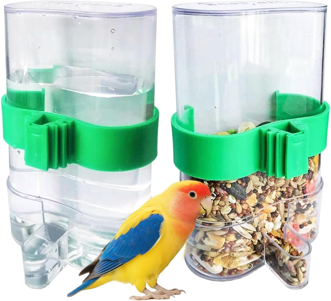 2 Pack Bird Water Dispenser and Feeder for Parakeet Cage Accessories