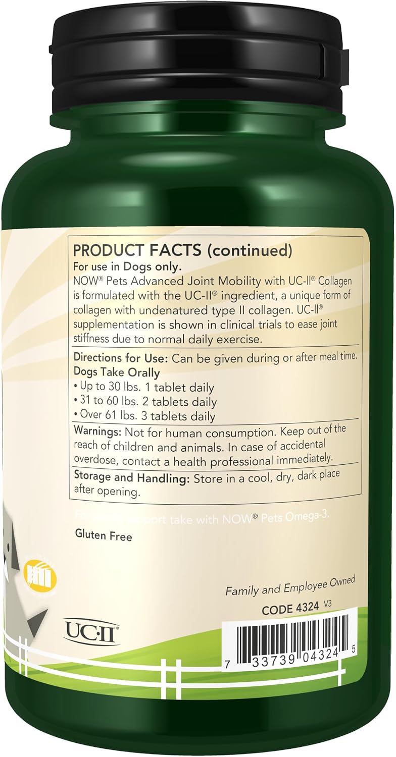 Now® Pets, UC-II® Advanced Joint Mobility Dogs, 60 Chewable Tablets