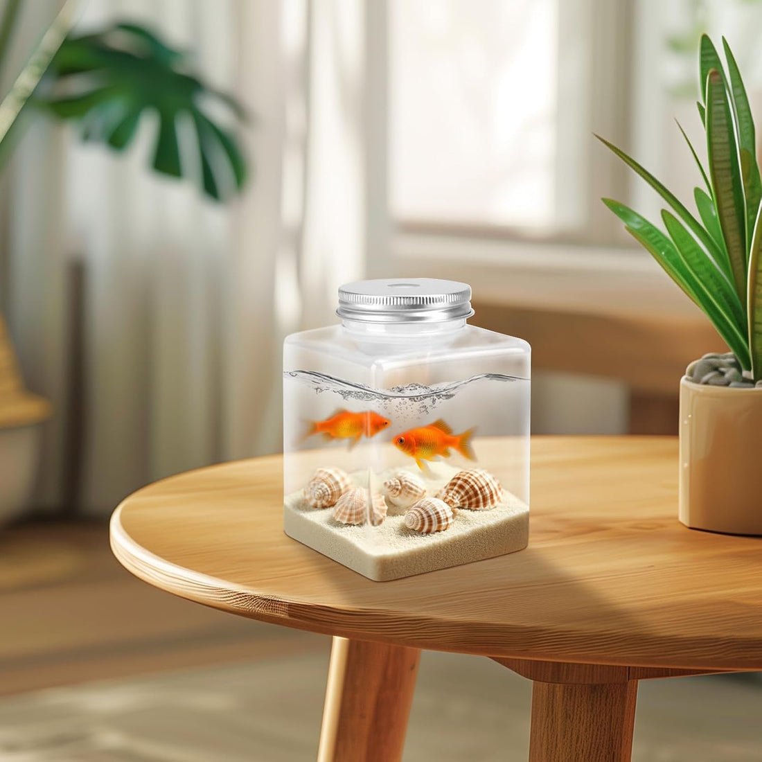 10 Pack Plastic Fish Bowls with Lids, 17oz Small Clear Fish Tank