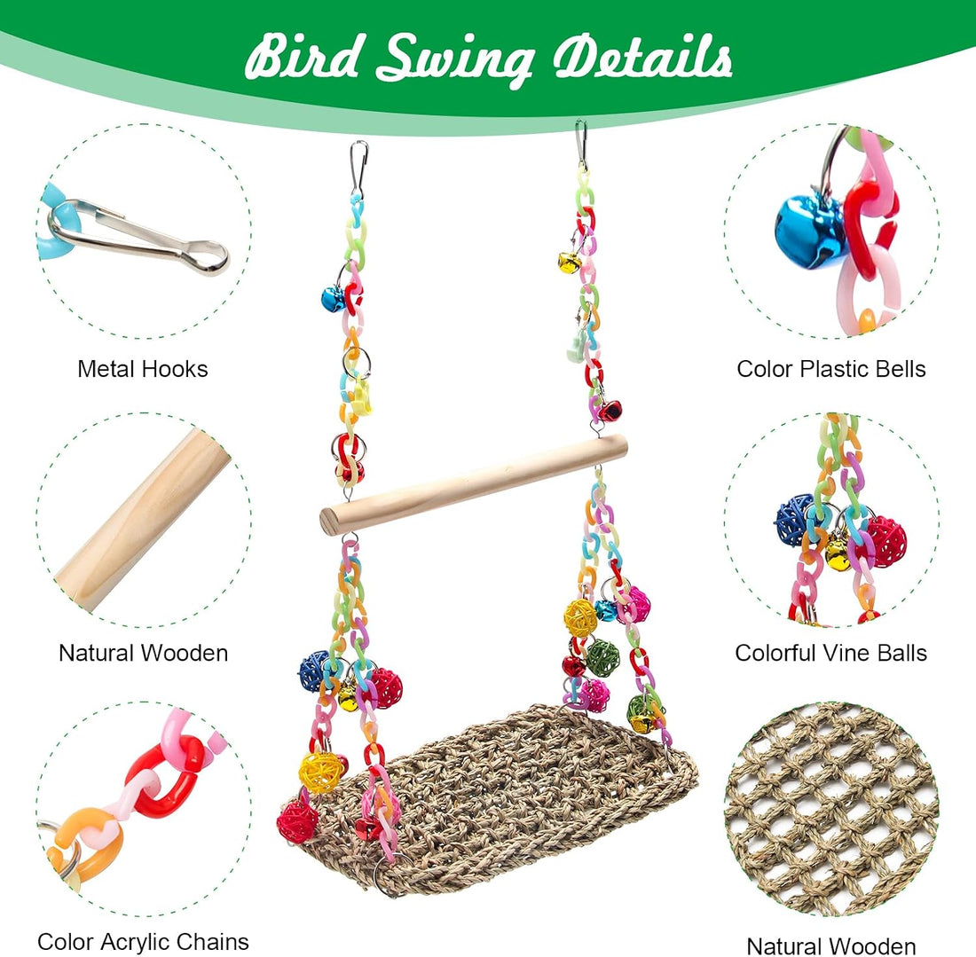 Bird Swing Toys Coolrunner Bird Hammock Bed Hanging Swing Nest Cotton