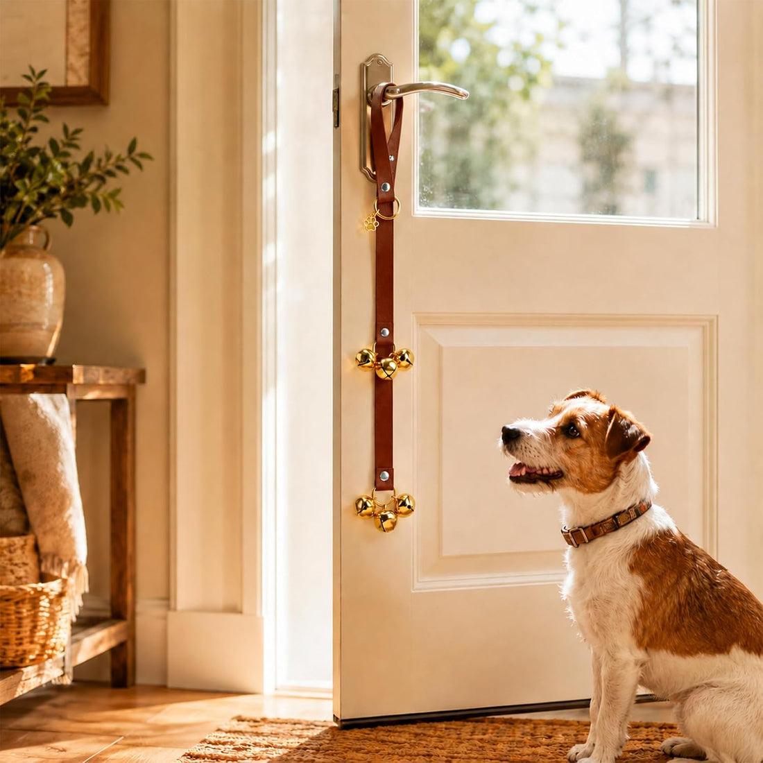 Thinkday 2 Pcs Leather Potty Training Bells for Dogs to Go Outside