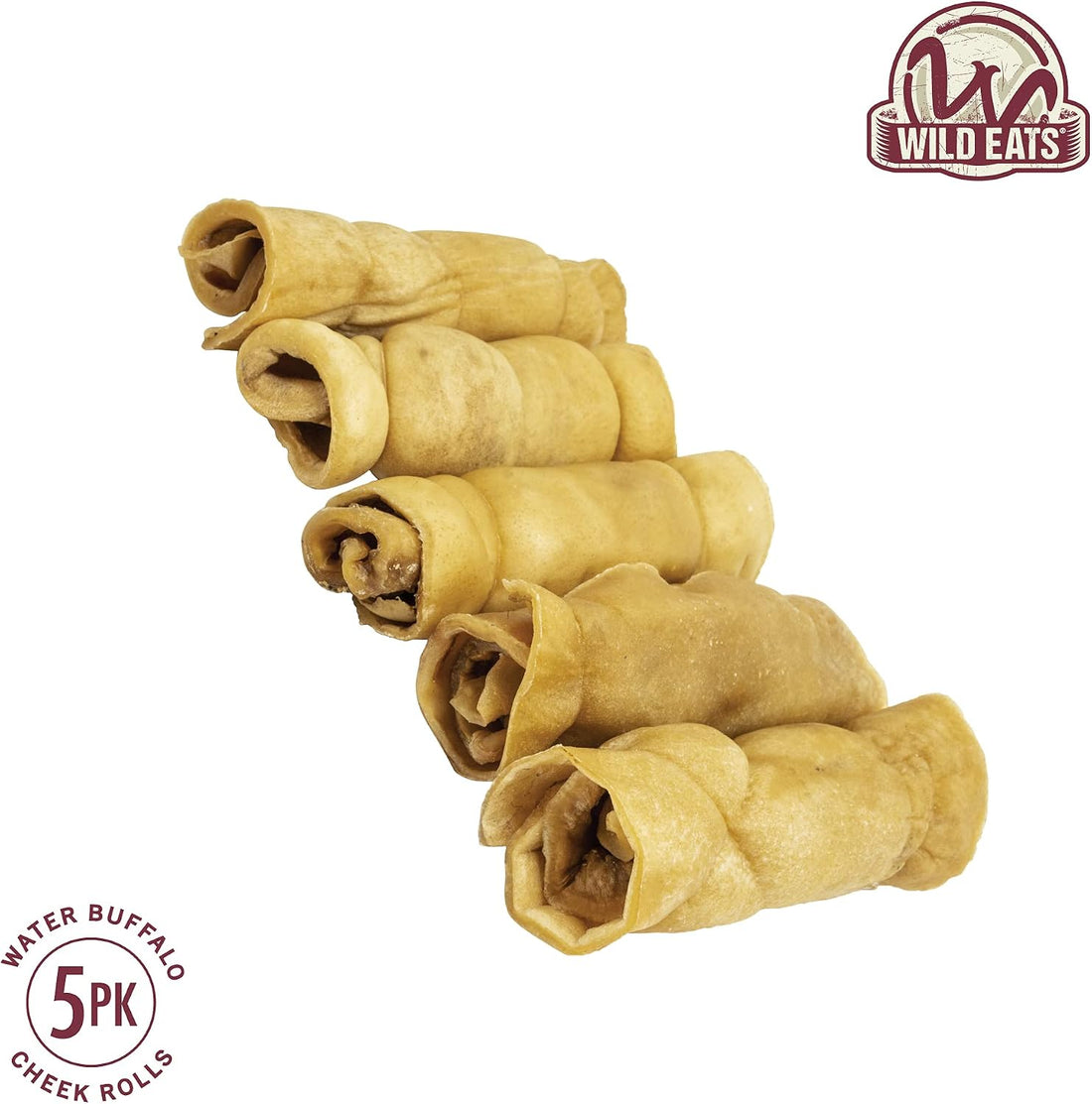 Wild Eats Water Buffalo Retriever Style Cheek Roll Dog Chews