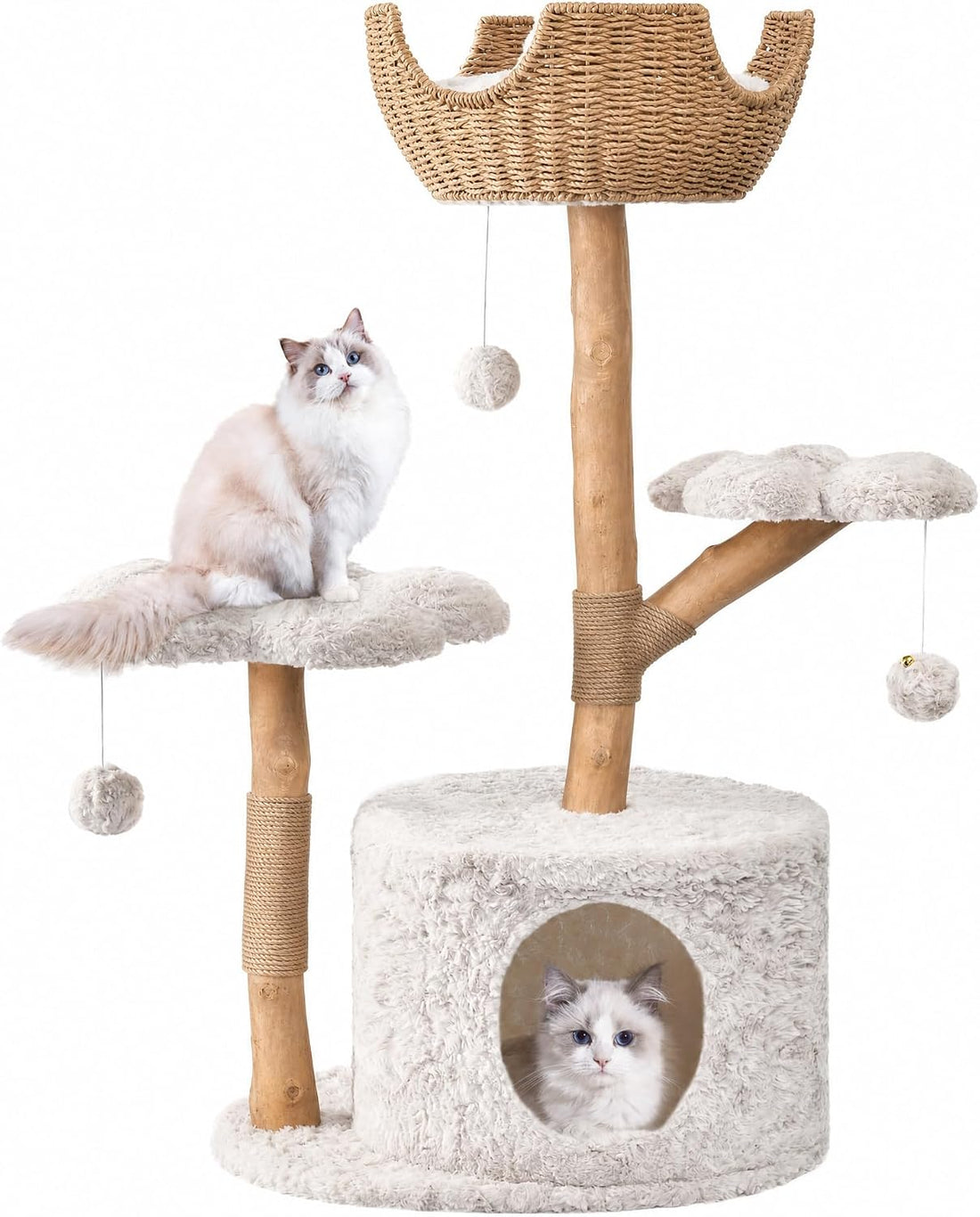 Easyego Modern Cat Tree, 26.3" Aesthetic Wood Cat Tree Tower