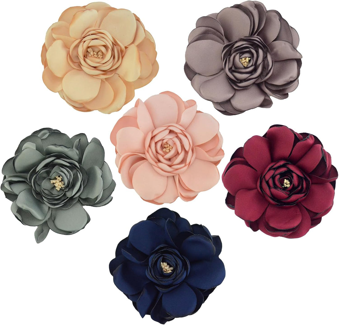 6 Pcs Dog Collar Accessories Slide-On Satin Flower Charms