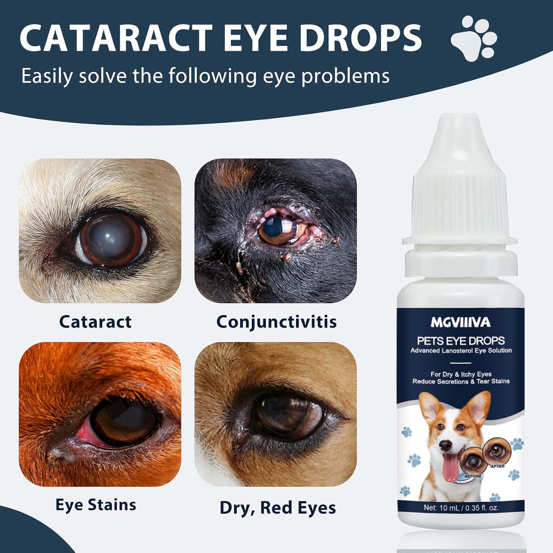 Cataract Drops for Dogs, Dog Eye Drops for Relieving Itching