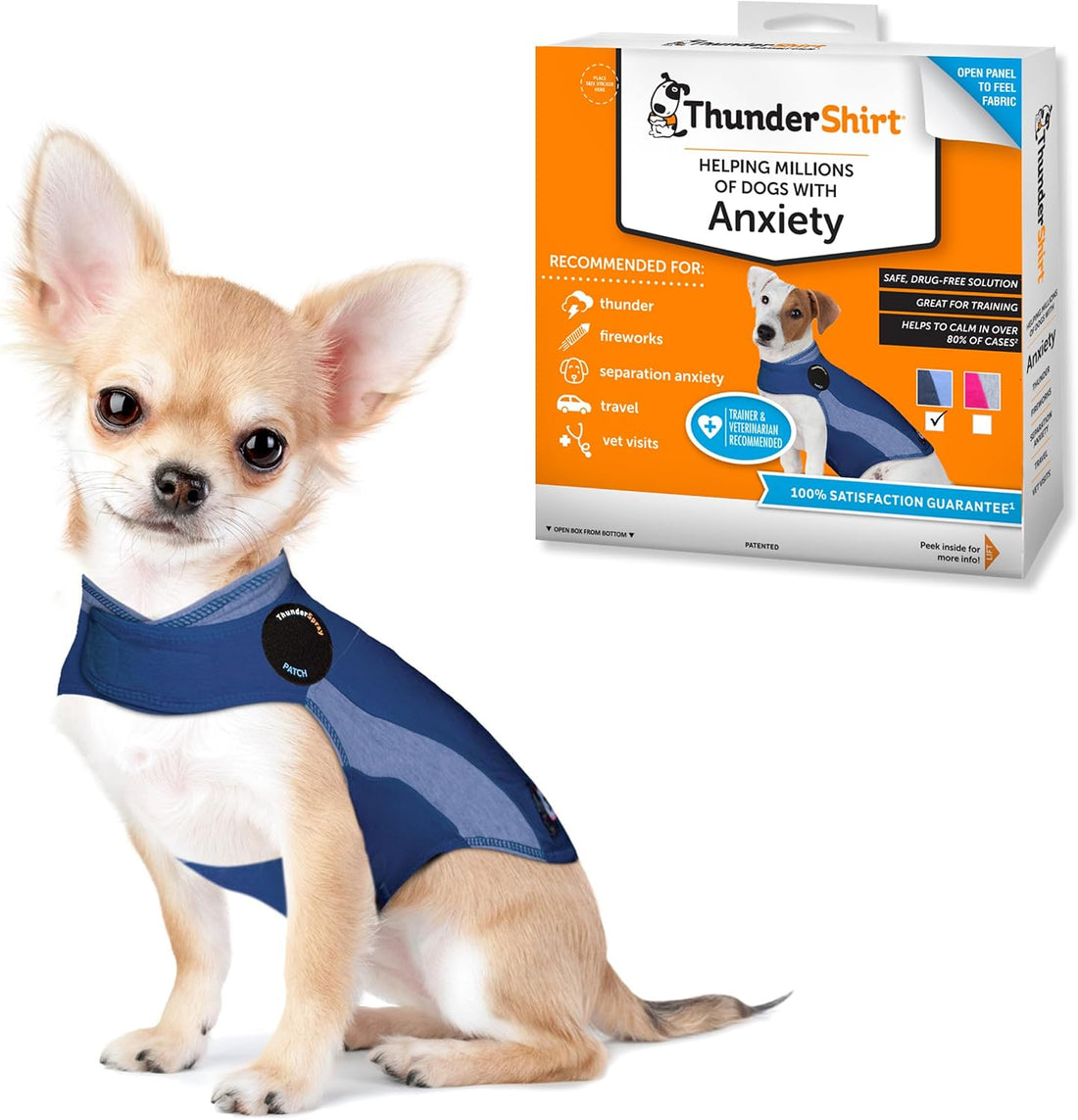 ThunderShirt for Dogs Calming Anxiety Vest, XX Large, Blue Polo