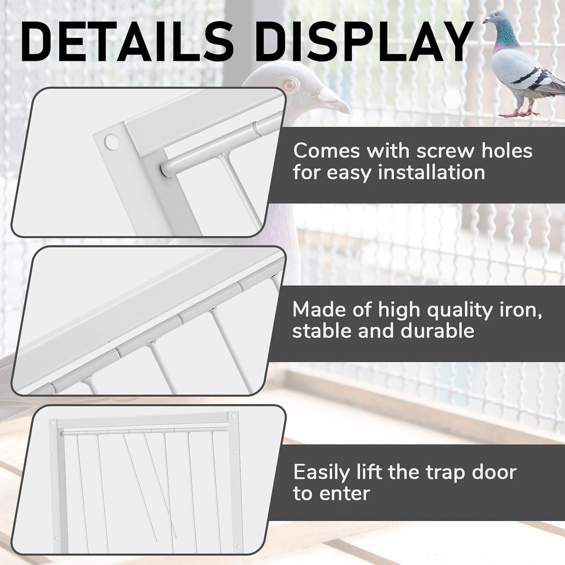 Suzile 2 Pcs 11.81" x 10.24" Pigeon Cage Door Bird Wire One Way