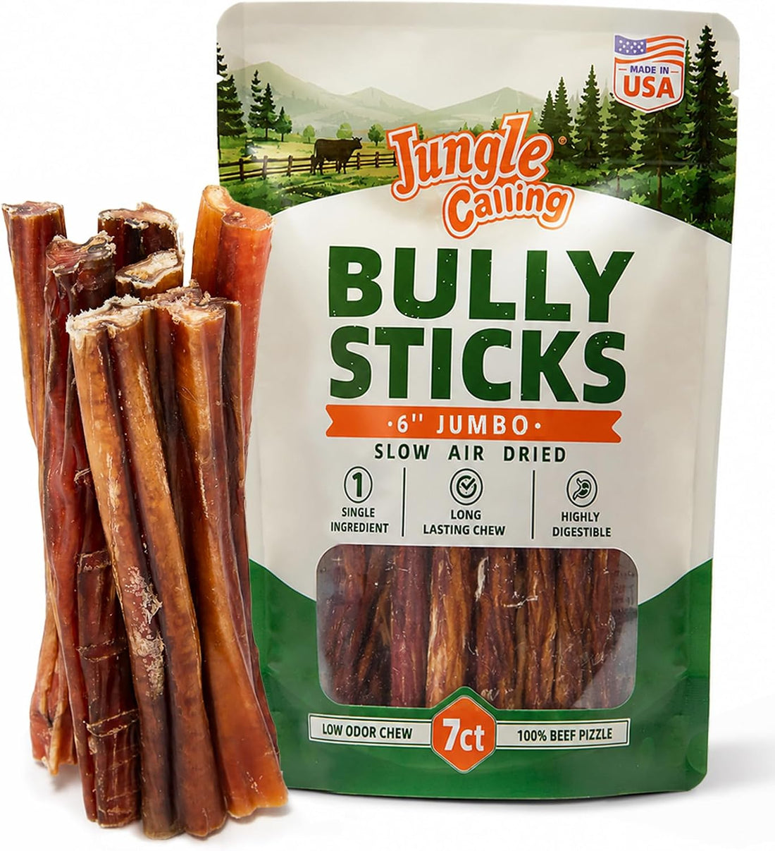 Jungle Calling 7 Ct. Regular Bully Sticks 6"