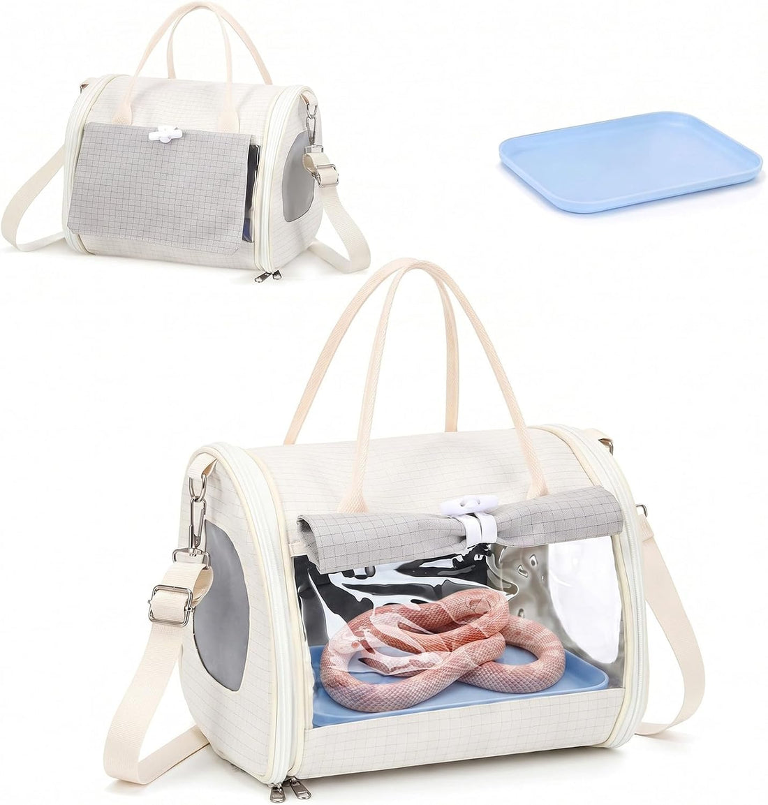 Eccliy Bearded Dragon Travel Carrier Reptile Bag with Flexible Light