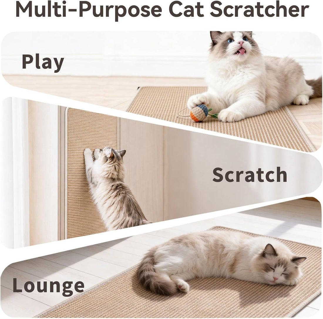 Cat Scratcher Mat, 23.6"x15.7" Natural Sisal Cat Scratch Pad