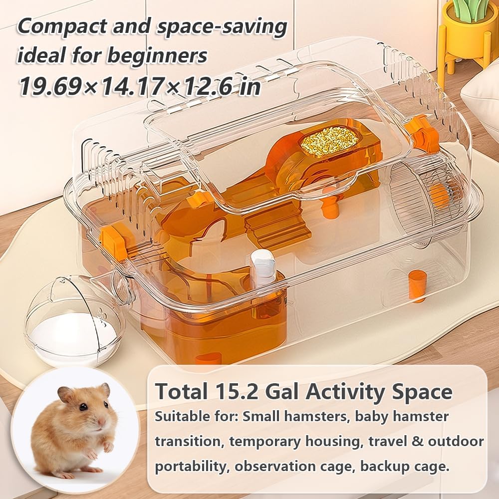 8-in-1 Dwarf Hamster Cage, No Assembly Full Transparent
